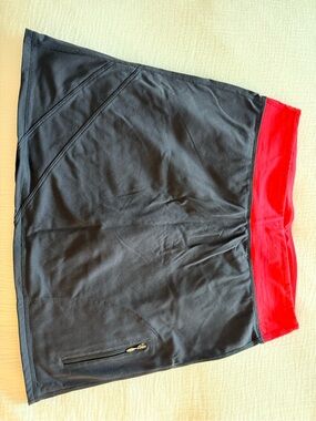 Tuff Athletics Black Skort with Red Waistband